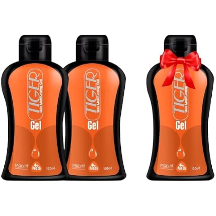 TIGER Gel Intimate Lubricant & Skin Moisturizer for Women 100ml, Peach Flavor, 2 Packs + 1 Pack for Free